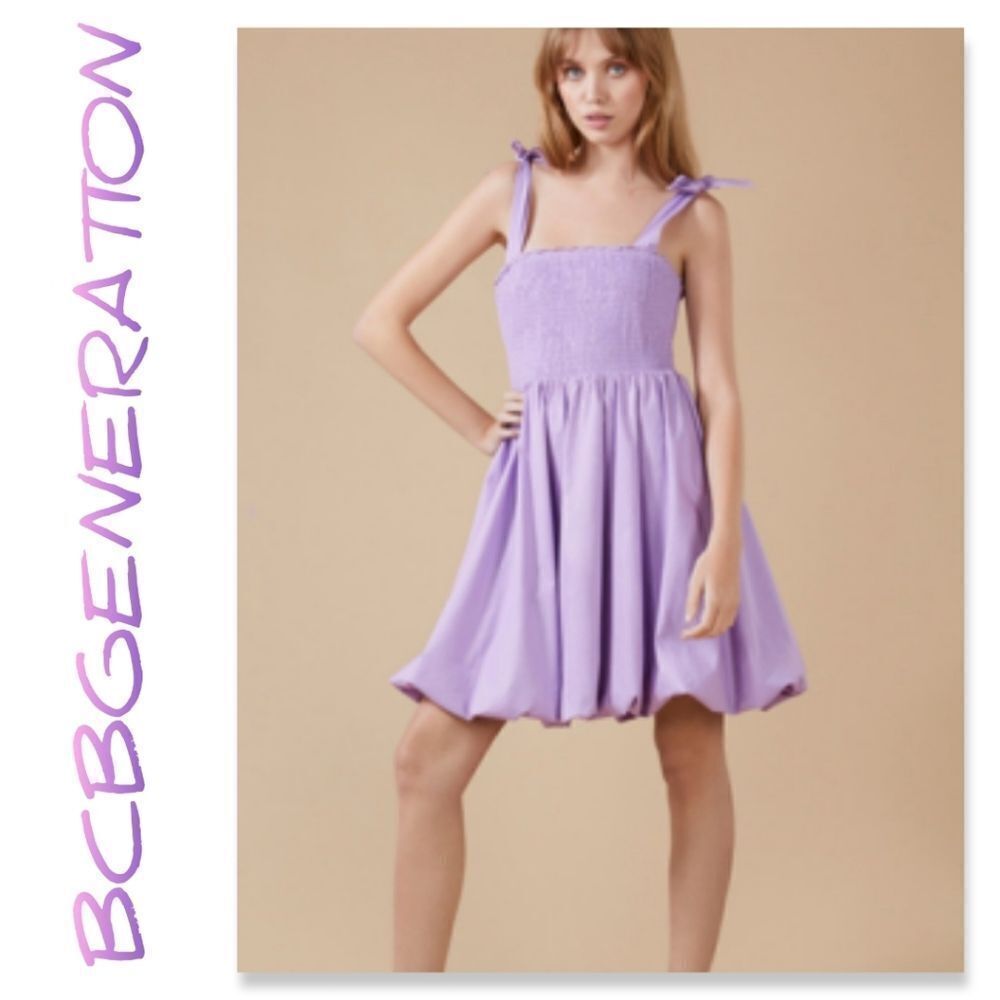NWT BCBGeneration Womens Smocked Short Mini Dress Purple